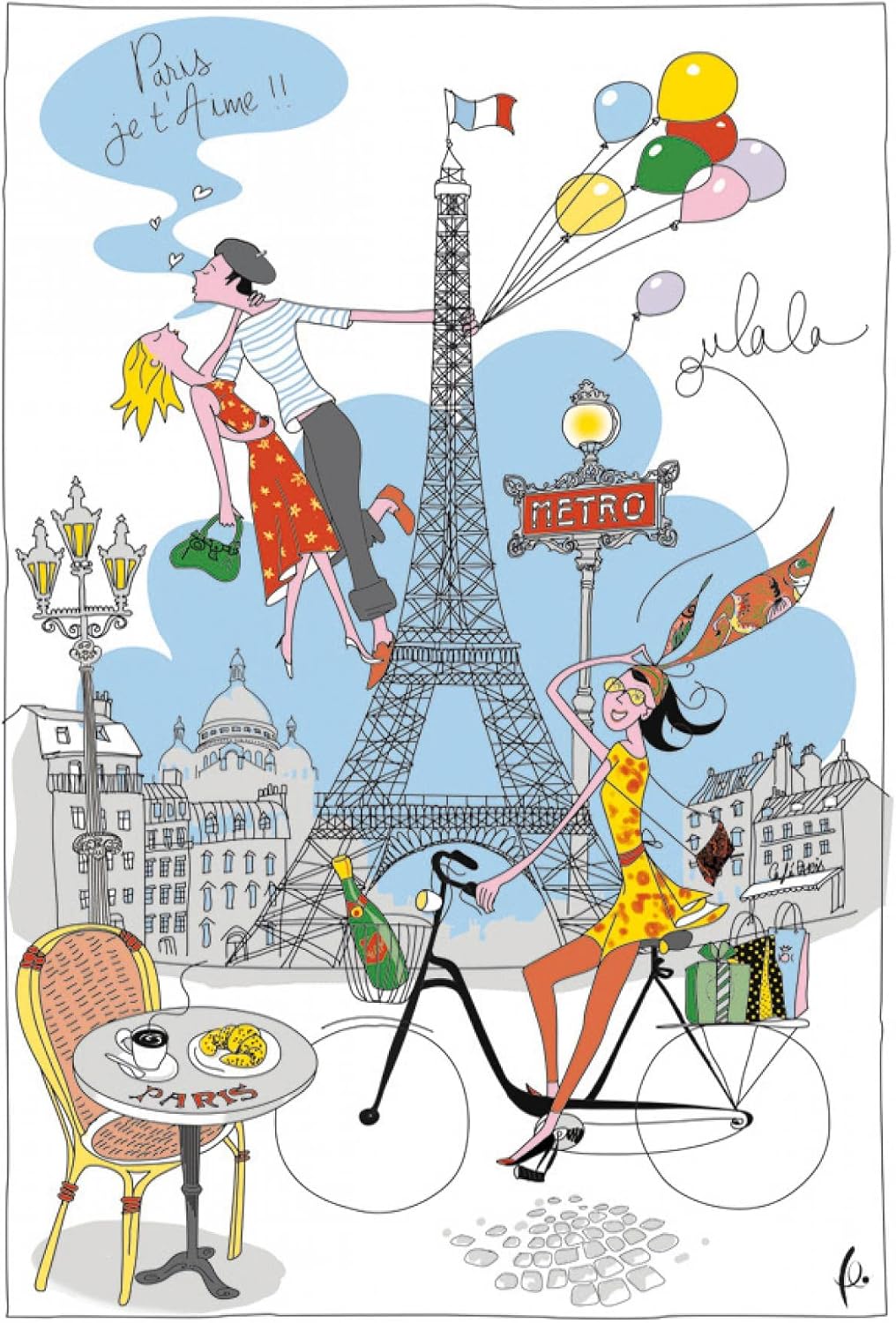 Torchons & Bouchons - La Parisienne Kitchen Towel - Multi Coloured