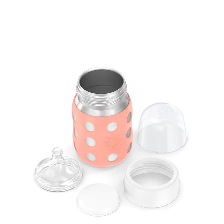 Lifefactory Stainless Steel Baby Bottle 8oz-Cantaloupe