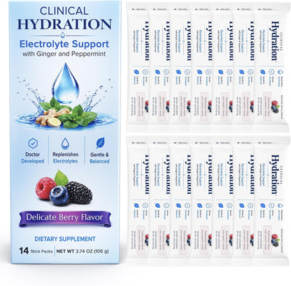 Three Lollies Clinical Hydration Electrolyte Drink Mix, Berry, 14 Sticks