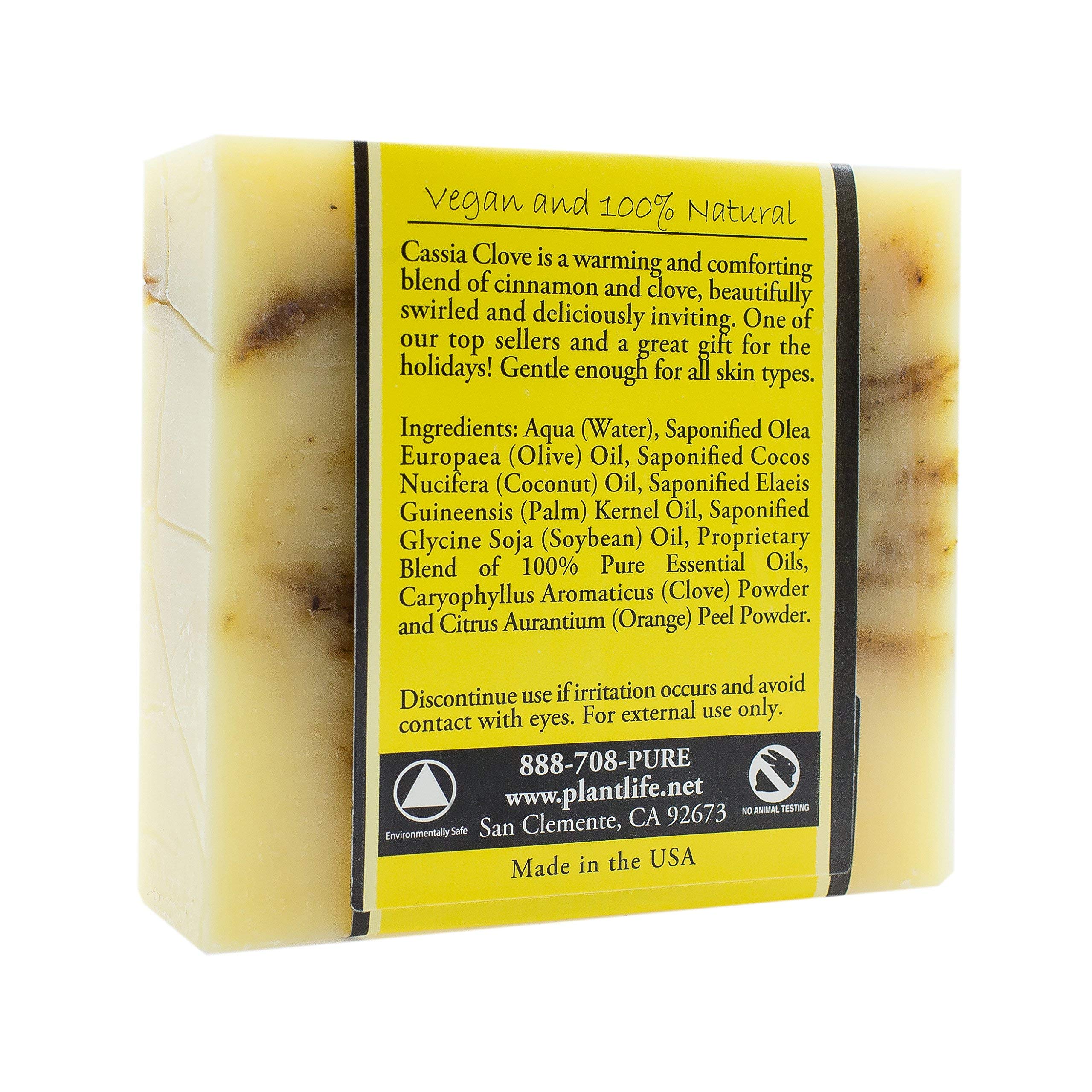 Plantlife Cassia Clove Bar Soap - Moisturizing and Soothing Soap for Your Skin - Hand Crafted Using Plant-Based Ingredients - Made in California 4oz Bar