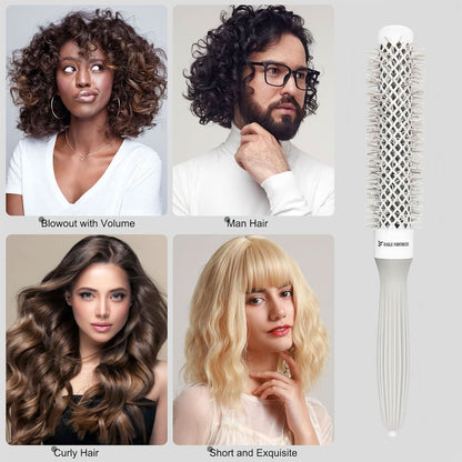 Eagle Fortress XL Ceramic + Ionic Round Hair Brush 0.98in - Grey