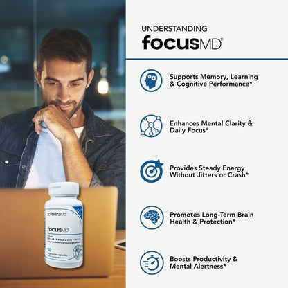 Scimera MD® Focus MD Brain Supplement with Nootropic Organic Coffeeberry, Huperzine A for Memory, Focus, and Energy, 30 CT