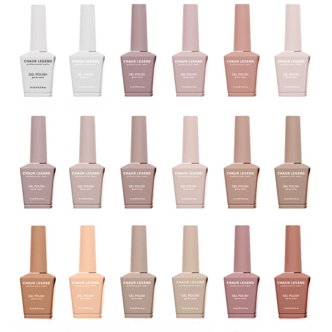 Chaun Legend Essential Neutrals Gel Nail Polish Collection 18 pc