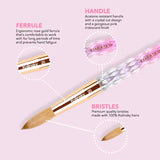 Kiara Sky Pink Crystal Acrylic Kolinsky Nail Brush #10