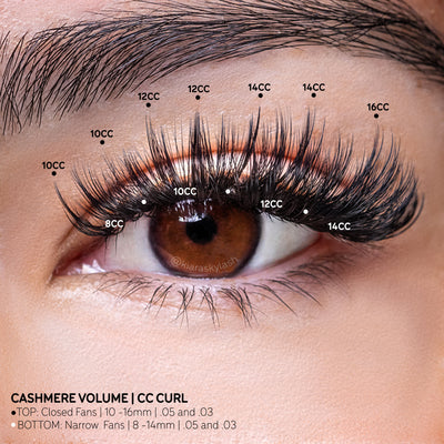 KIARA SKY LASH Cashmere Volume Lash Extensions | Premium Cashmere Lash Extensions | Soft Semi-matte natural finish | For Professional Eyelash Extensions Use Only | Black, (CC-0.03-12mm)