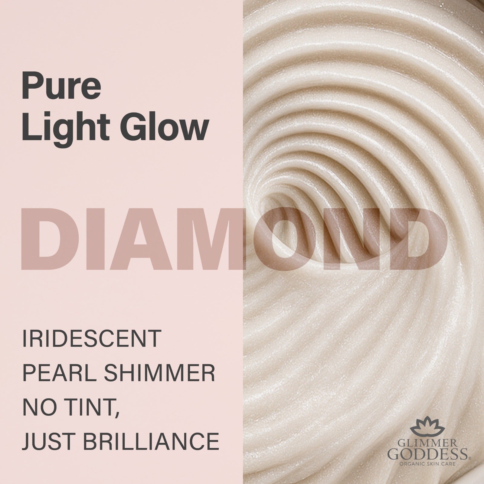 Glimmer Goddess Organic Shimmer Whipped Body Butter - Diamond Level 1 Subtle Glow 4 oz
