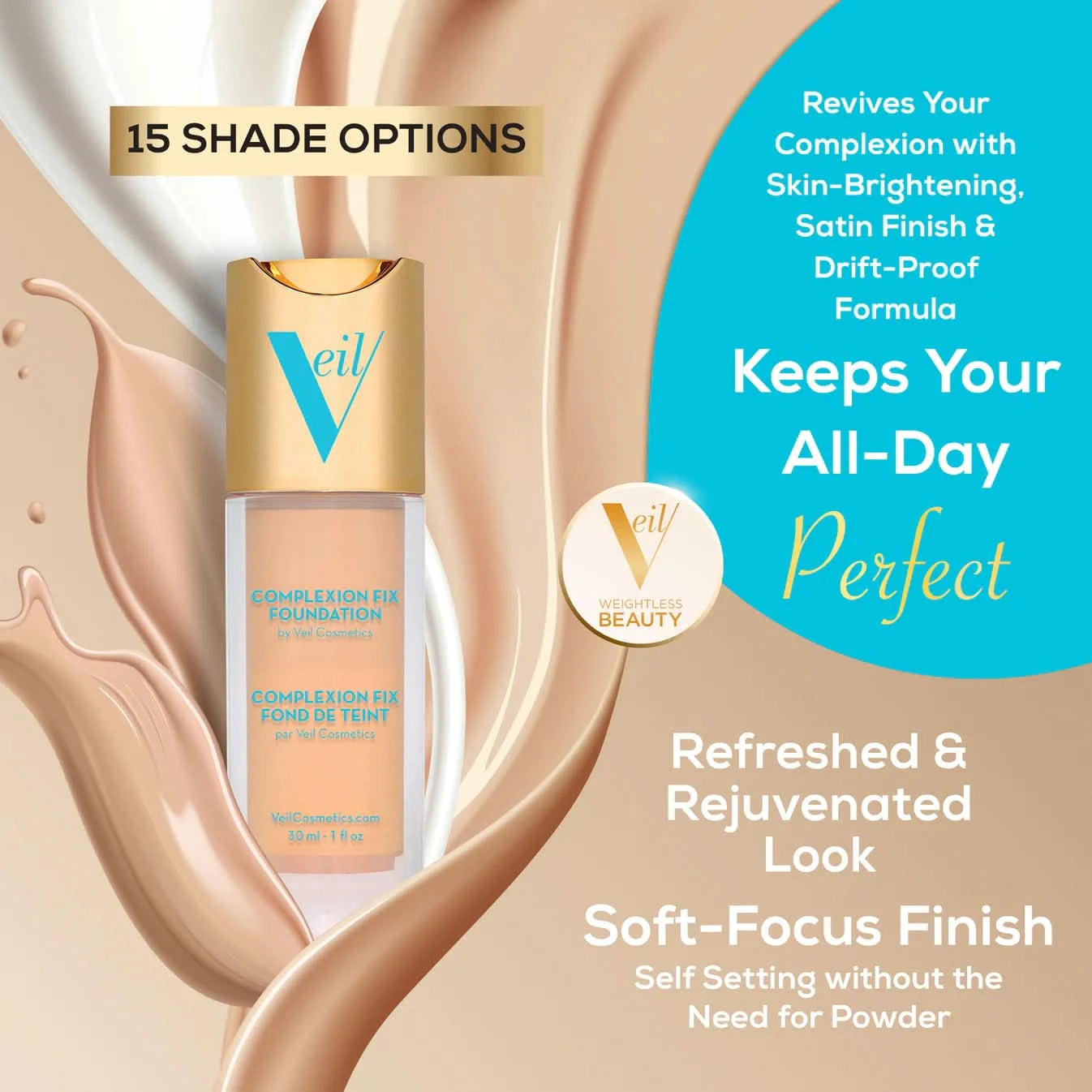 Veil Cosmetics Complexion Fix Foundation Deep 5N (Neutral) 30ml