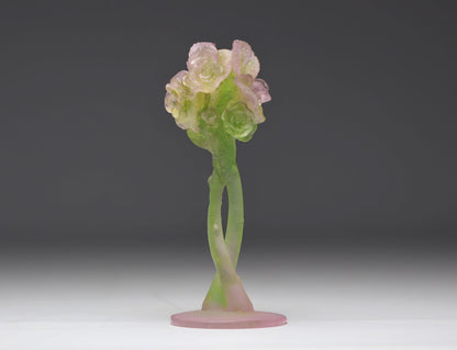 Daum Crystal Rose Candlestick Holder