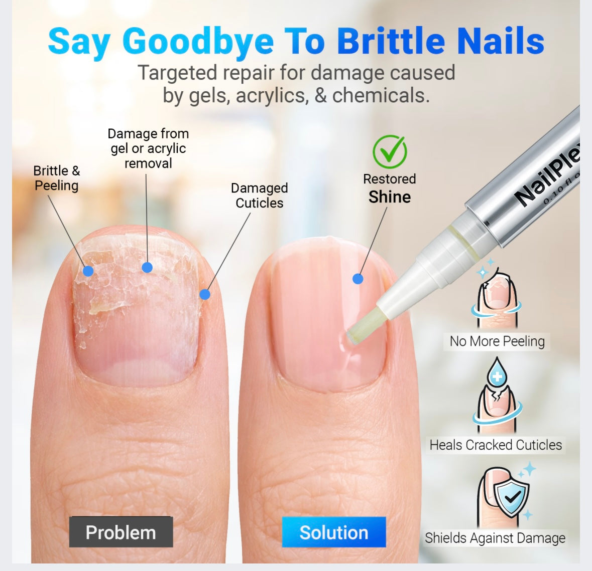 NailPlex Shield Nail Strengthener & Nail Repair Advanced Formula Treatment Pen 3ml (2 Pack)