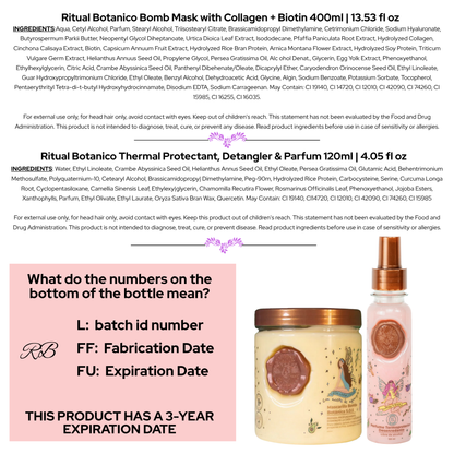 Ritual Botanico Treatment to Straighten, Repair and Relax Hair (Thermal Protectant + Bomb Mask)