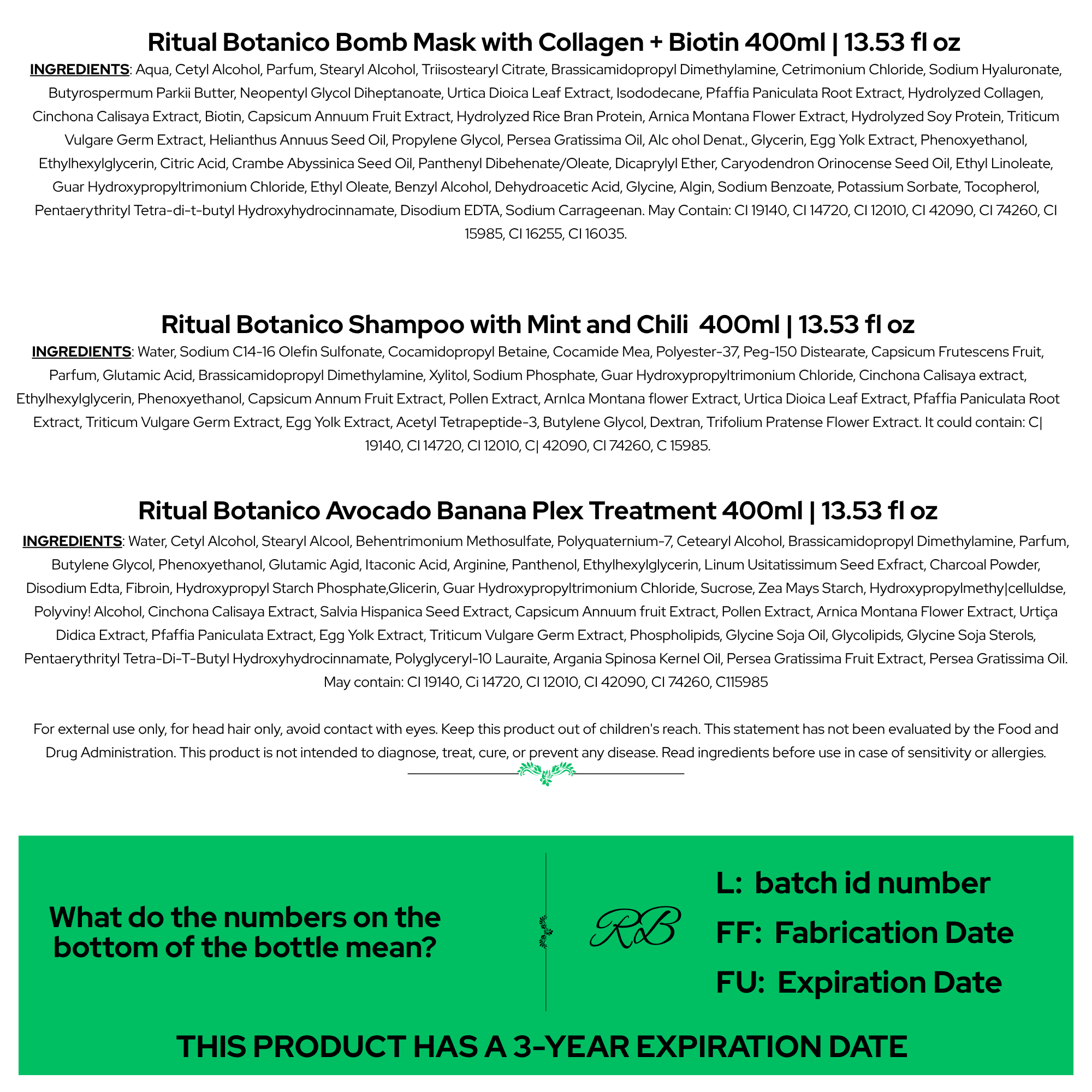 Ritual Botanico Repairing Combo for Oily with Dandruff Hair - Mint and Chili , Plex & Bomb Mask