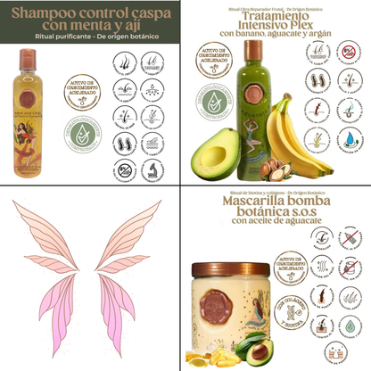 Ritual Botanico Repairing Combo for Oily with Dandruff Hair - Mint and Chili , Plex & Bomb Mask