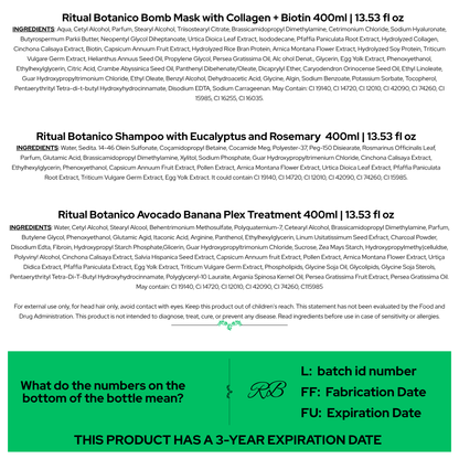 Ritual Botanico Repairing Combo for Oily Hair (Rosemary ,Plex & Bomb Mask)