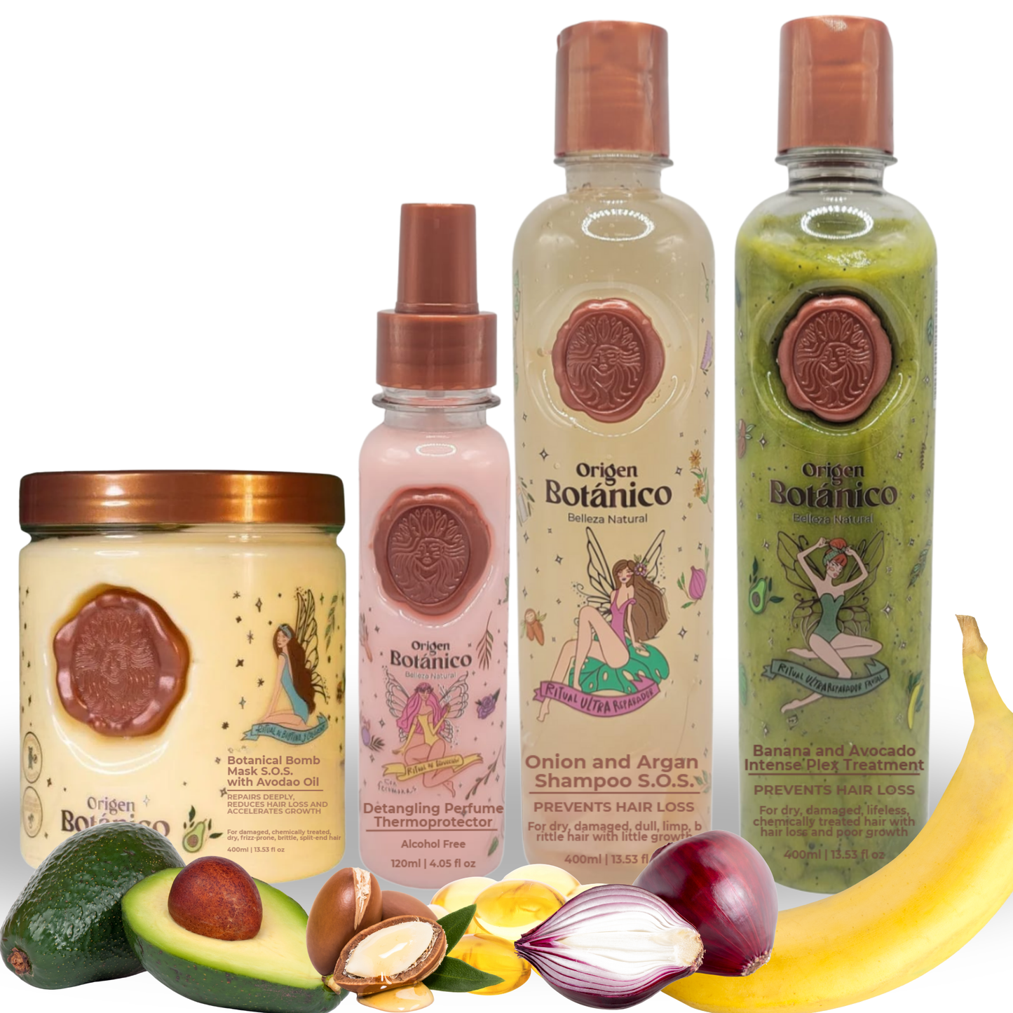 Ritual Botanico Repairing Bundle (Onion Shampoo, Plex Conditioner, Bomb Mask, Thermoprotector)