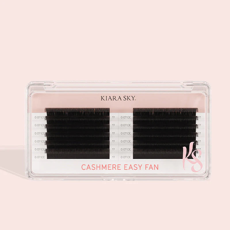 KIARA SKY LASH Premium Cashmere Easy Fan Lash Extensions | Soft Semi-matte natural finish | Fans like Butter | For Professional Eyelash Extensions Use Only | Black, (C-0.03-15mm)