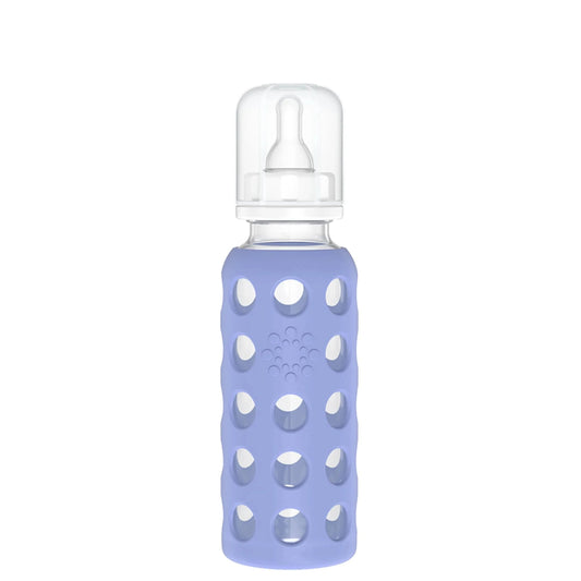 Lifefactory 9 oz Glass Baby Bottle with Protective Silicone Sleeve and Stage 2 Nipple