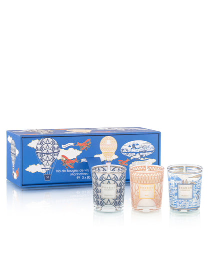 Baobab Collection Trio Travel Candles, MANHATTAN-PARIS-MYKONOS