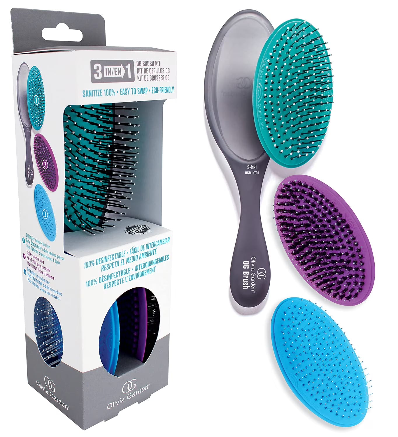 Olivia Garden The OG Brush Collection 3-in-1 Kit (OGD-KT01)