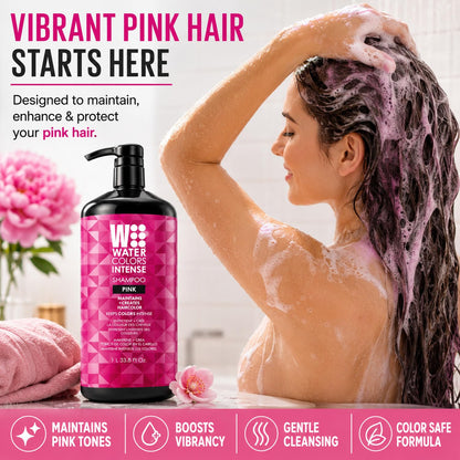 Watercolors Intense Metallic 3-in-1 Color Depositing Shampoo, Pink 33.8 oz