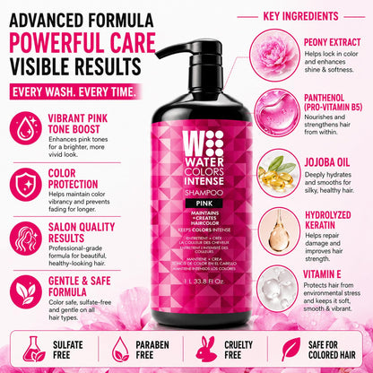 Watercolors Intense Metallic 3-in-1 Color Depositing Shampoo, Pink 33.8 oz