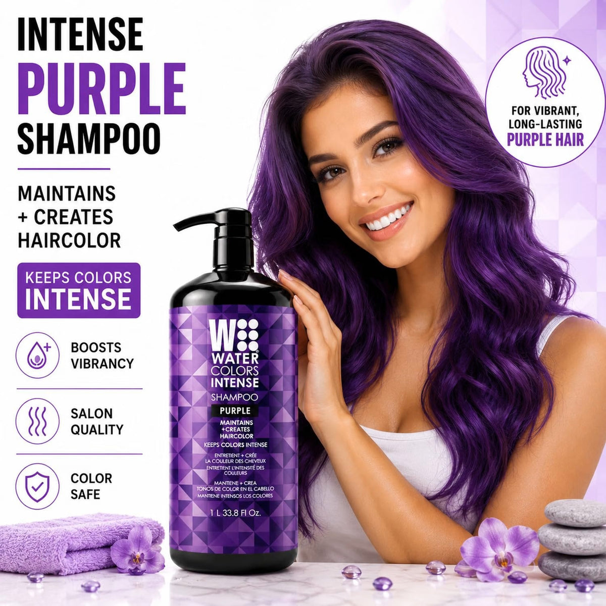 Watercolors Intense Color Depositing Shampoo, Purple 33.8 oz