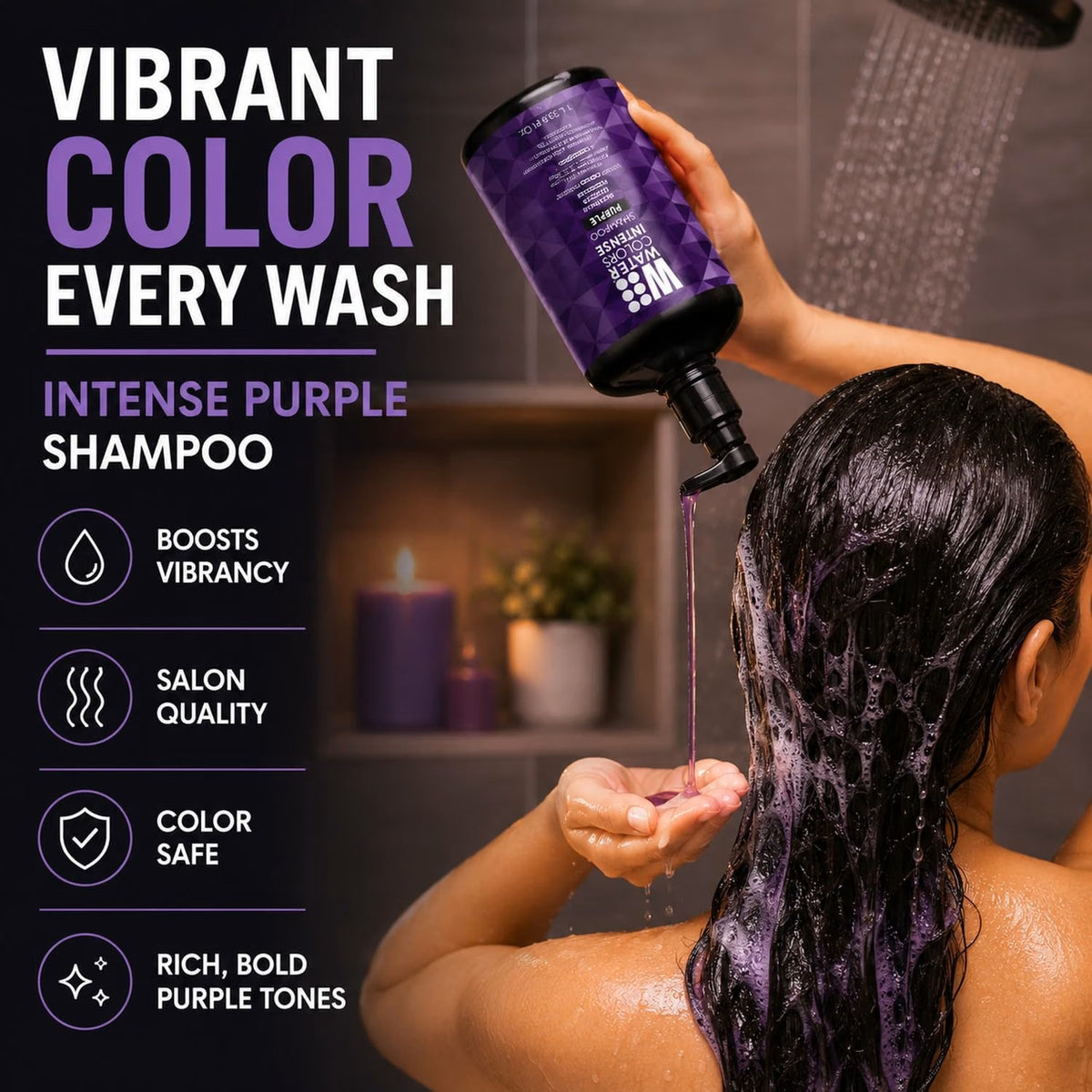 Watercolors Intense Color Depositing Shampoo, Purple 33.8 oz