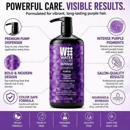 Watercolors Intense Color Depositing Shampoo, Purple 33.8 oz