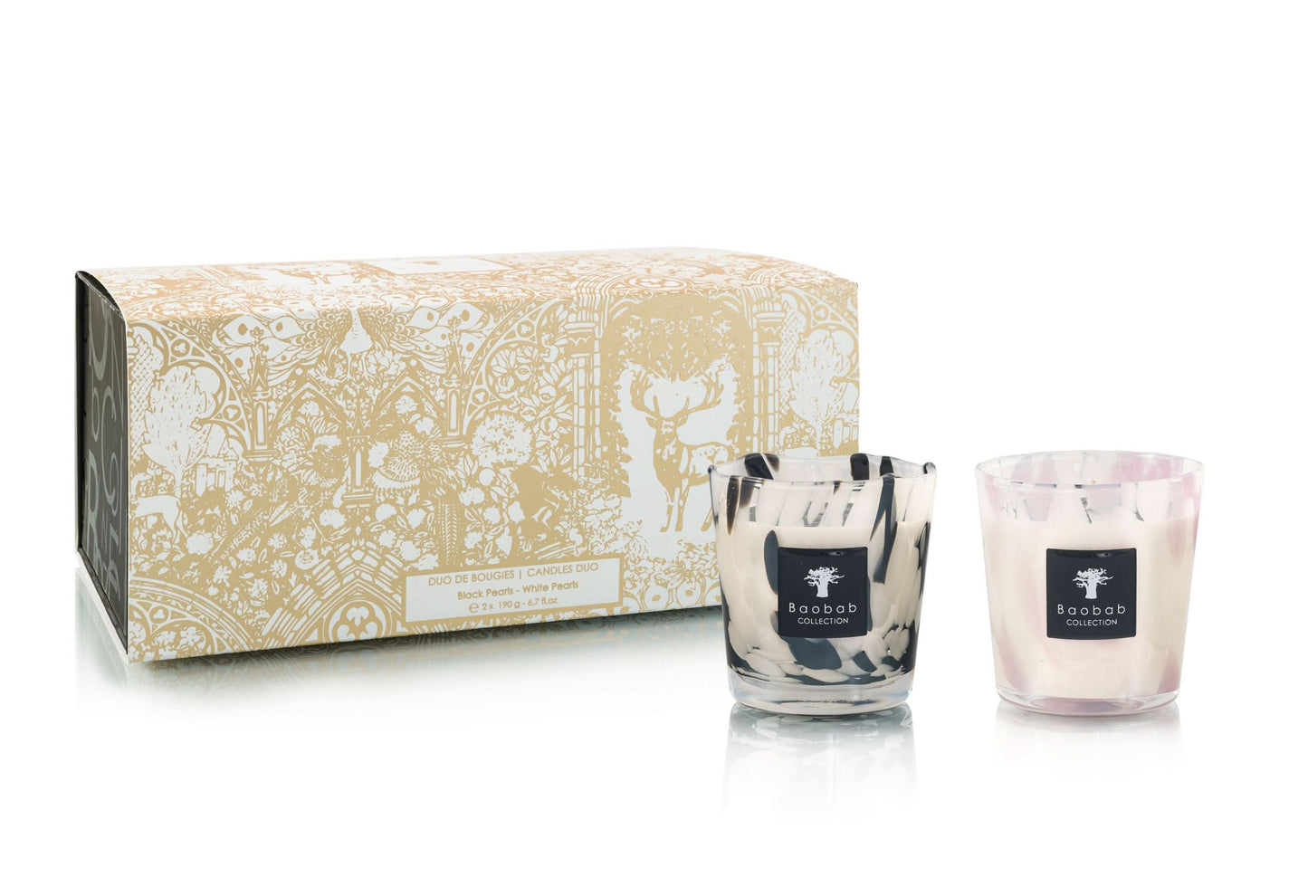 Baobab Collection CANDLE DUO, Black Pearls & White Pearls