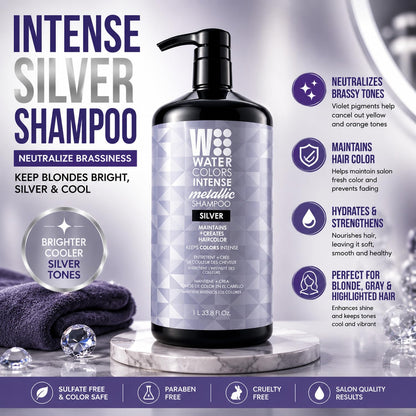 Watercolors Intense Metallic 3-in-1 Color Depositing Shampoo, Silver 33.8 oz