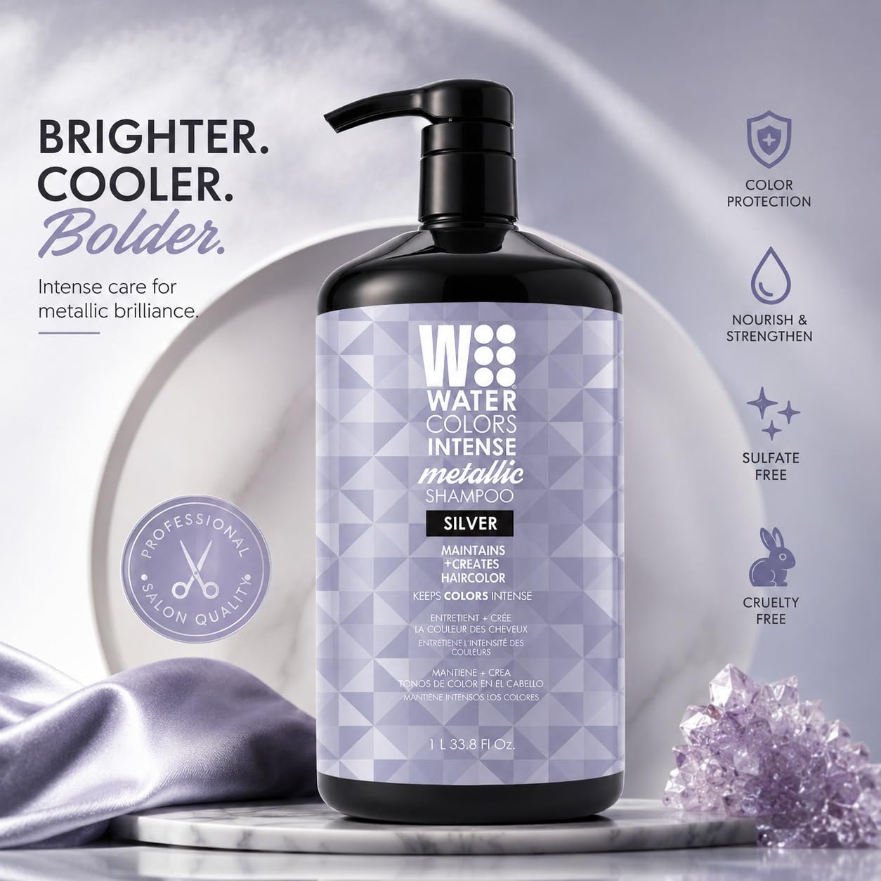 Watercolors Intense Metallic 3-in-1 Color Depositing Shampoo, Silver 33.8 oz