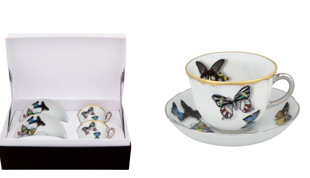 Christian Lacroix X Vista Butterfly Parade Espresso/Coffee Cups & Saucers Set