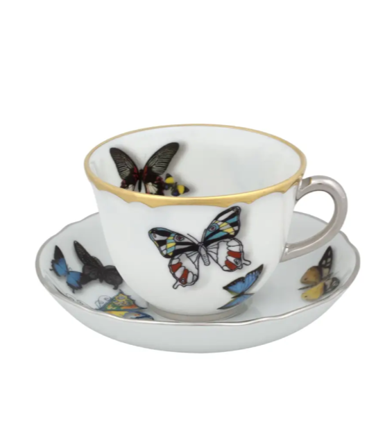 Christian Lacroix X Vista Butterfly Parade Espresso/Coffee Cups & Saucers Set