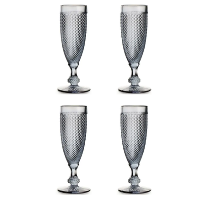 Vista Alegre Bicos Grey Champagne Flutes, Set of 4