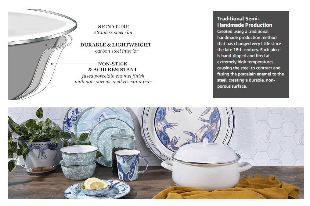 Golden Rabbit Enamelware Set of 3 Nesting Bowls