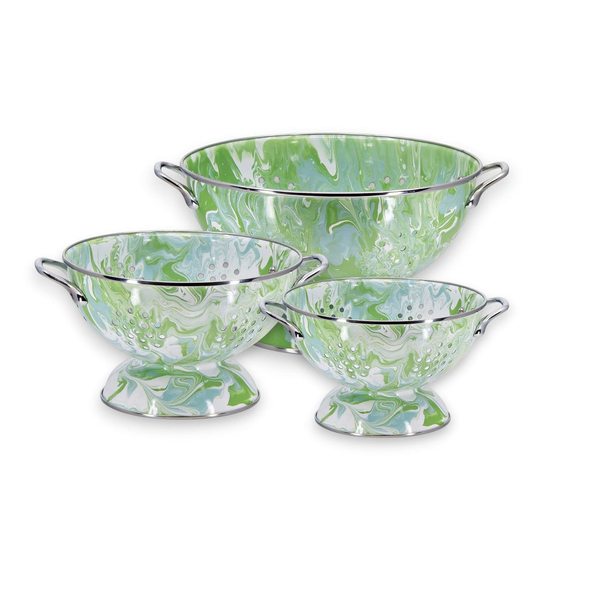 Golden Rabbit Enamelware - Set of 3 Colanders (Modern Monet)