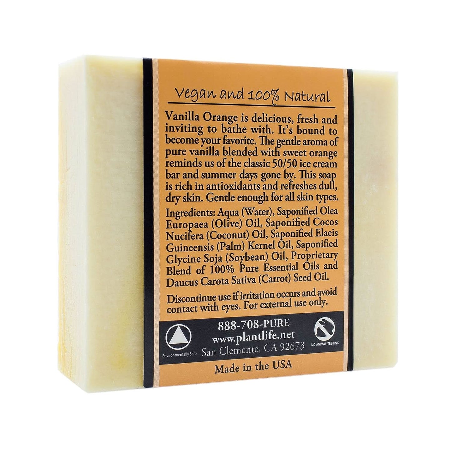 Plantlife Aromatherapy Herbal Soap Vanilla Orange 4 oz