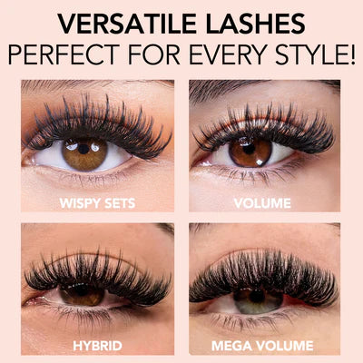 KIARA SKY LASH Cashmere Volume Lash Extensions | Premium Cashmere Lash Extensions | Soft Semi-matte natural finish | For Professional Eyelash Extensions Use Only | Black, (C-0.07-15MM)