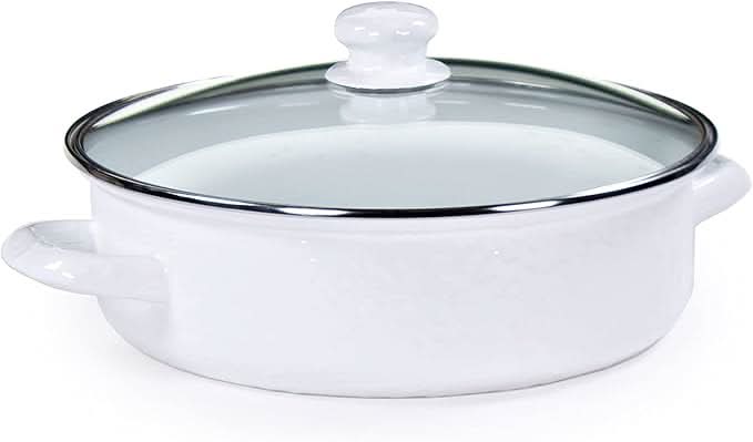 Golden Rabbit Non-Stick Enamelware 3 qt Saute Pan with Lid