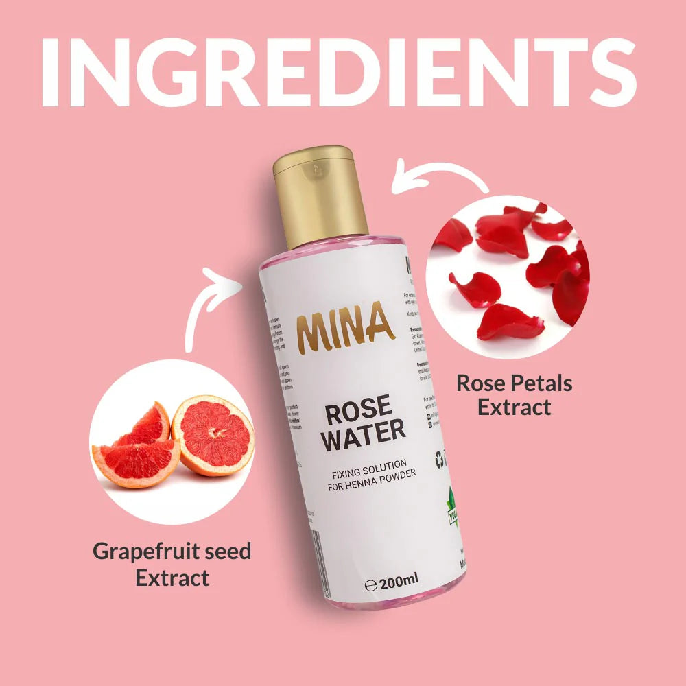 Mina Brow Rose Water For Henna Fixing Solution - 200ml