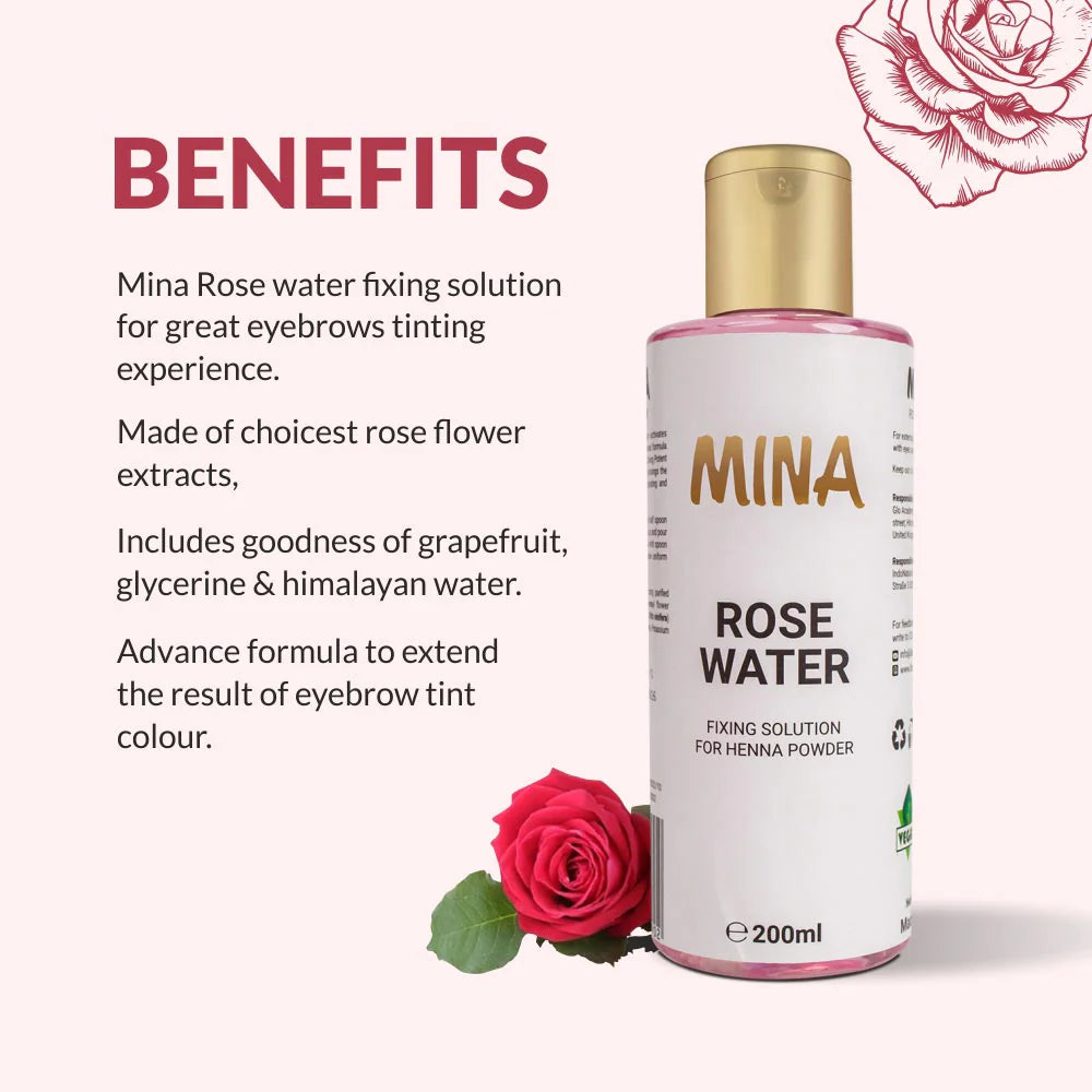 Mina Brow Rose Water For Henna Fixing Solution - 200ml