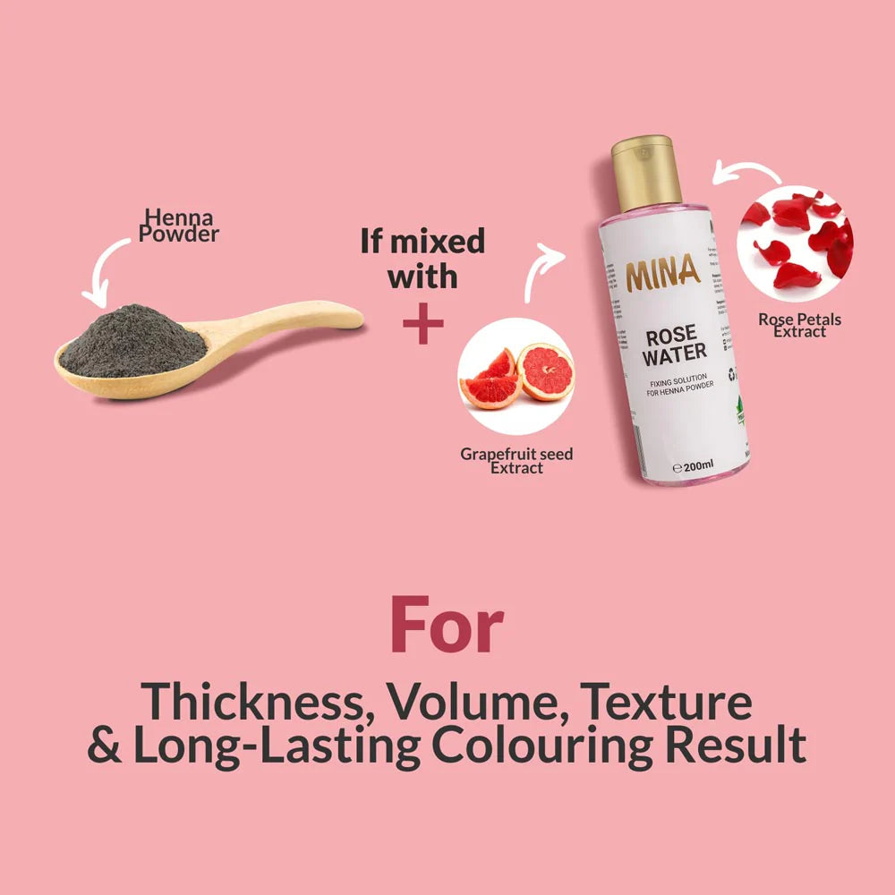 Mina Brow Rose Water For Henna Fixing Solution - 200ml