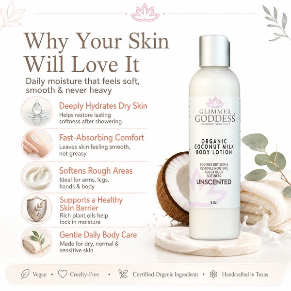 Glimmer Goddess Organic Coconut Milk Body Lotion 8oz