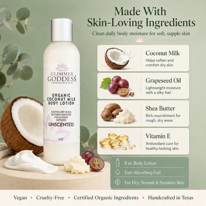 Glimmer Goddess Organic Coconut Milk Body Lotion 8oz