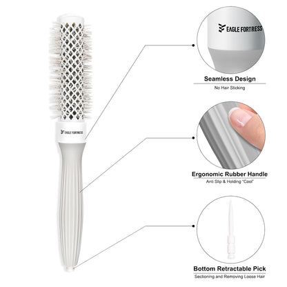 Eagle Fortress XL Ceramic + Ionic Round Hair Brush 0.98 in - Grey