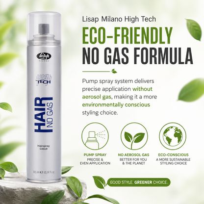 Lisap High Tech Hair Spray No Gas, Natural Flexible Hold 10.1 fl oz