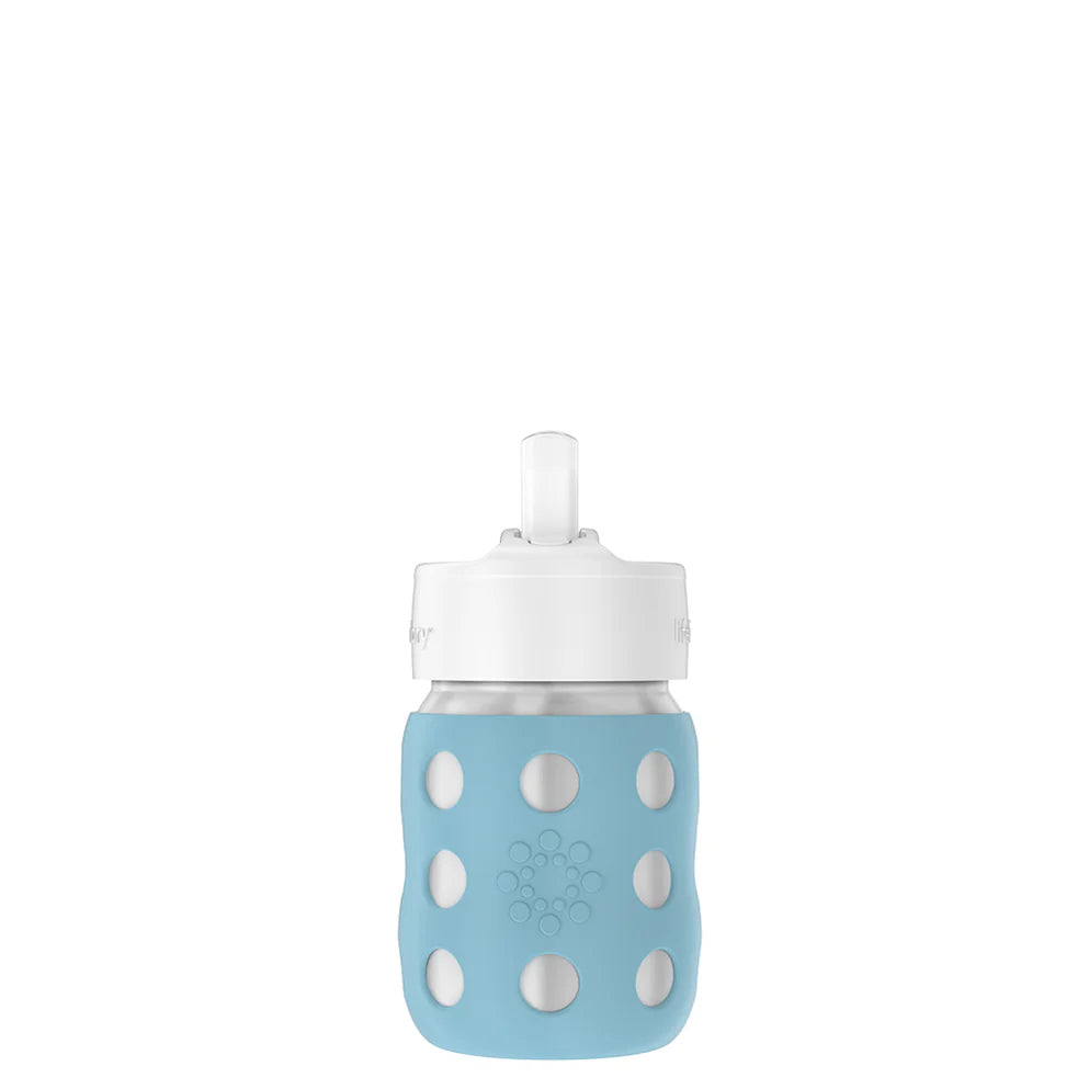 Lifefactory 8 oz Stainless Steel Baby Bottle Pivot Straw Cap