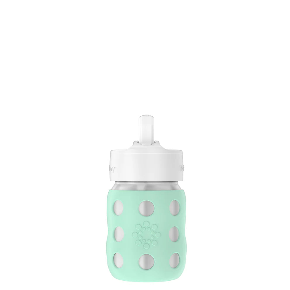 Lifefactory 8 oz Stainless Steel Baby Bottle Pivot Straw Cap