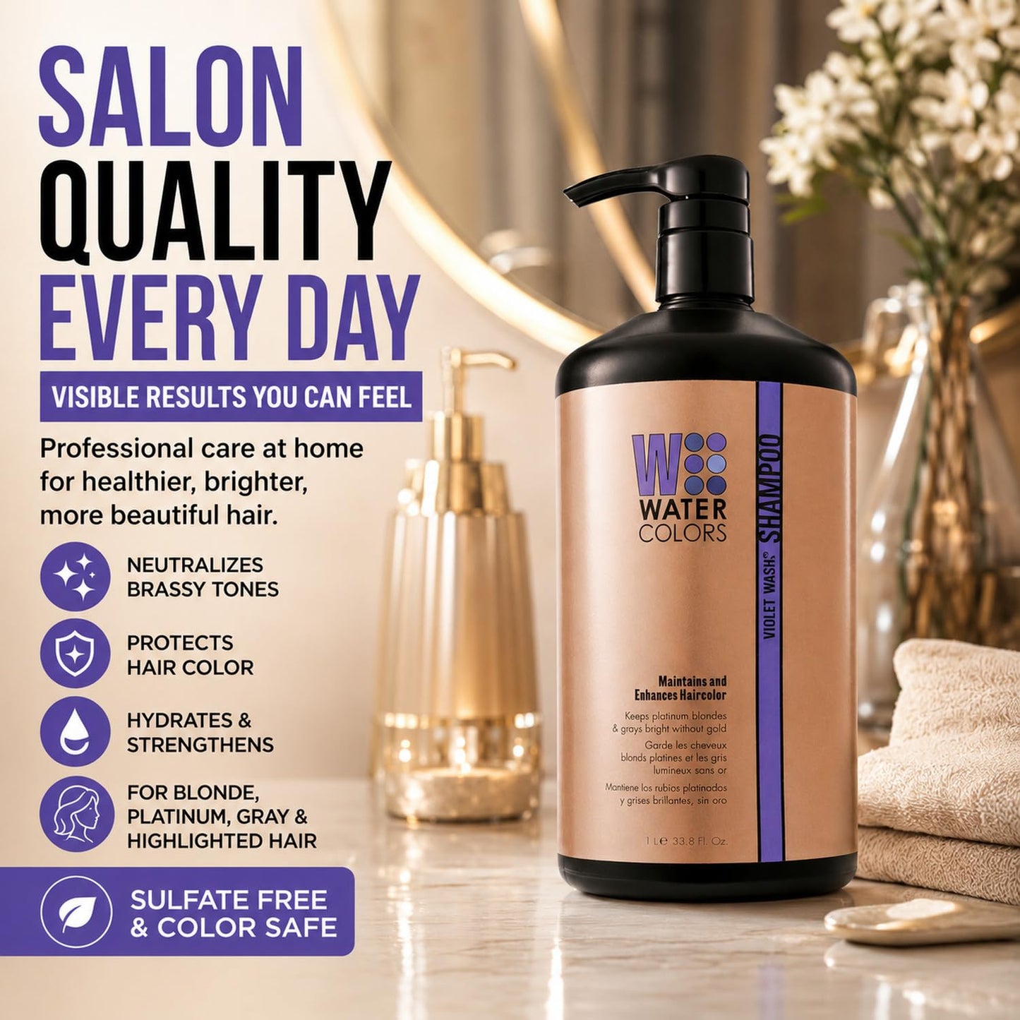 Watercolors 3-in-1 Color Depositing Shampoo , Violet Washe 33.8 oz