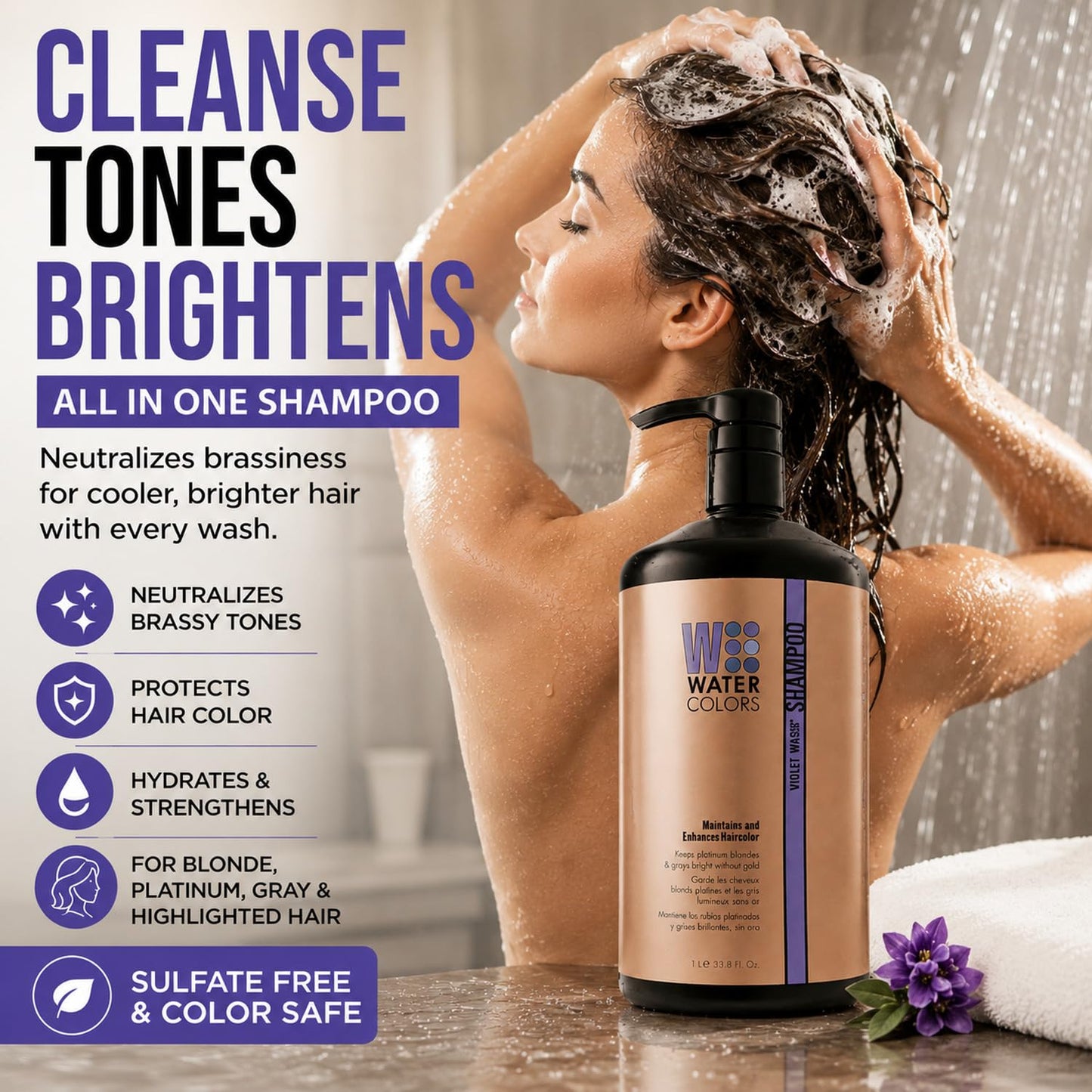 Watercolors 3-in-1 Color Depositing Shampoo , Violet Washe 33.8 oz