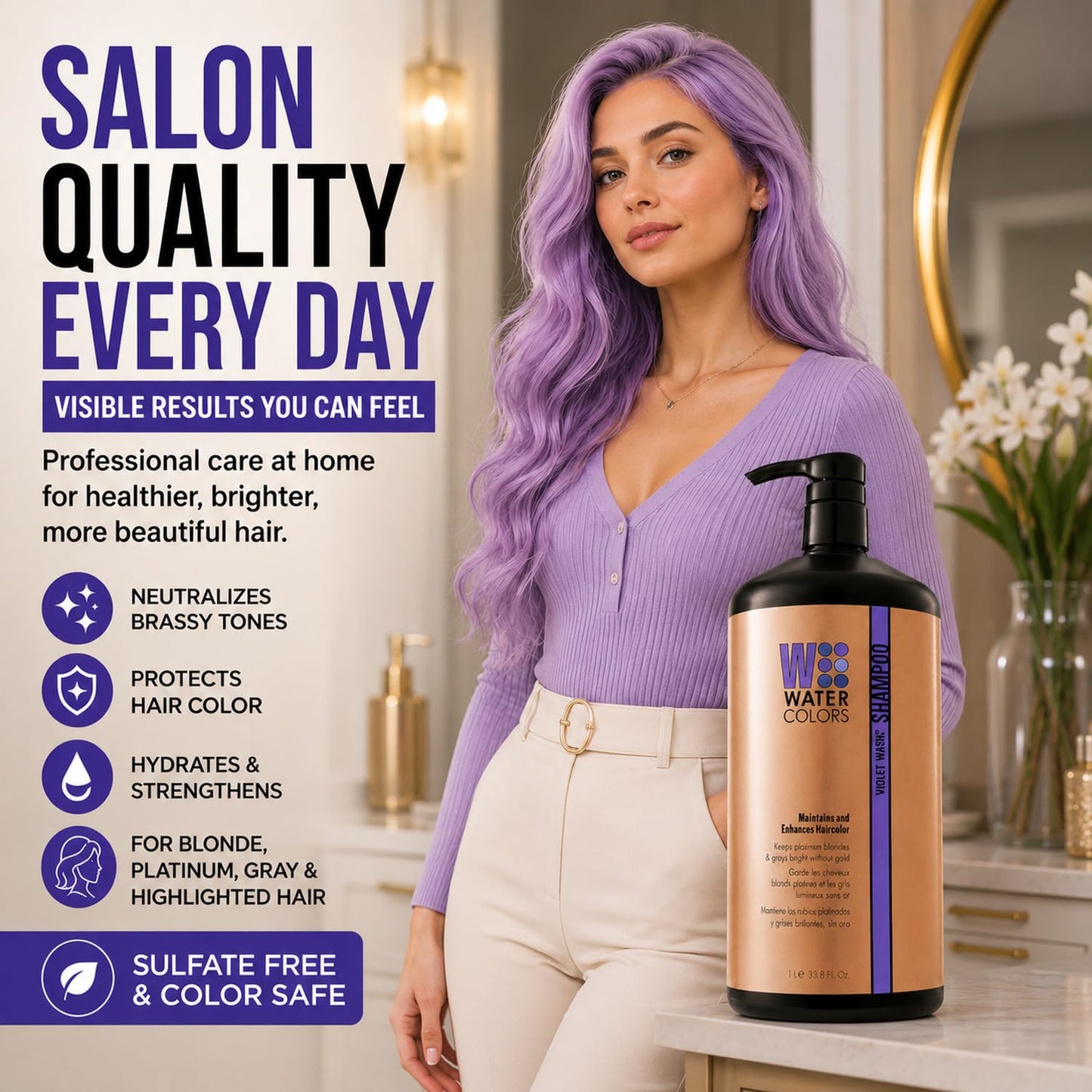 Watercolors 3-in-1 Color Depositing Shampoo , Violet Washe 33.8 oz